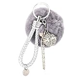 Ularma Elegant Plüsch Ball Schlüsselanhänger Weich Keychain Handtaschenanhänger Dekor (grau)