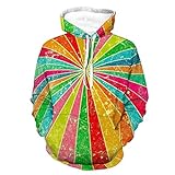 Unisex Realistischer Druck Hoodie Hautfreundliche Kapuzenpullover Sweatshirts Langarm Mode Pullover mit Tasche für Damen Herren, Künstlerischer Regenbogen, 5X-Large