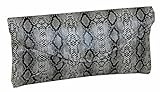 Taschentrend Medussa - stylischer LongFormat Python-Look Clutch Abendtasche mit abnehmbarer Kette Abendmode Party Schlangen-Look 19x14x5 cm (B x H x T)