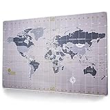 digitCUBE Schreibtischunterlage Weltkarte Kompass auf deutsch - Schreibunterlage 90x40 cm (Silber)
