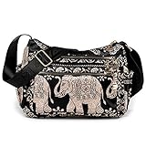 LaRechor Nationaler Elefant Damen Hobo Umhängetasche Schulter Tasche Messenger Tasche mit Grosse Kapazität für Reisen Einkaufen