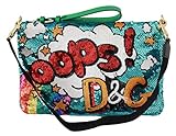 Dolce & Gabbana Mehrfarbige Handtasche mit Cartoon-Pailletten, Clutch-Handtasche