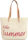 normani Strandtasche Schultertasche Handtasche Umhängetasche mit Sommer Design und großem Volumen Farbe Hello Summer