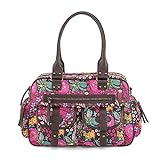 Cas8 beyond FLORA Shopper, modische Damentasche mit floralem Muster, Tasche mit abnehmbarem Gurt zum Schultern & Umhängen, ideal als Wickeltasche oder kleine Reisetasche, braun