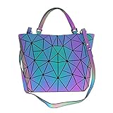Suuran Handtaschen Damen, Geometrischer Holographic Tasche, Leuchtender Henkeltasche, Geometrisch Schultertasche, Geschenk für Frauen 01