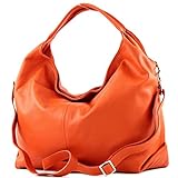 modamoda de - DS26 - ital Damenhandtasche aus Nappaleder, Farbe:Orange