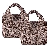 BESPORTBLE 2 Stück Wiederverwendbare Einkaufstüten Faltbare Waschbare Einkaufstaschen Einkaufstaschen mit Griffen Leopard