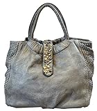 BZNA Bag Livia grau vintage Italy Designer Business Damen Handtasche Ledertasche Schultertasche Tasche Leder Shopper Neu