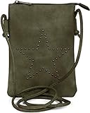 styleBREAKER Mini Bag Umhängetasche mit Nieten in Stern Form, Schultertasche, Handtasche, Tasche, Damen 02012235, Farbe:Oliv