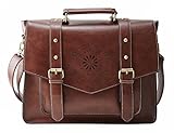 ECOSUSI Umhängetasche Damen Vintage Laptoptasche 14.7' Schultertaschen Arbeitstasche Handtasche Braun
