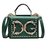 Luxuriöse, modische Handtasche mit Nieten, Umschlagtasche für Damen, Umhängetasche, Kuriertasche, Grün - grün - Größe: Einheitsgröße