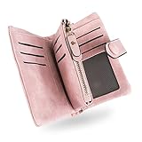 Conisy Geldbörse Damen Kurzer RFID Schutz Geldbeutel Leder Für Frauen - Weich Bequem Süß Portemonnaie mit Viel Kartenfächer (Rosa)