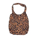 TENDYCOCO Leopardenmuster Umhängetasche Mode Cord Leinwand Weste Handtasche Beutel Einkaufstasche für Frauen