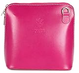 Belli italienische Ledertasche Damen Umhängetasche klein Handtasche Schultertasche Abendtasche in pink - 17x16,5x8,5 cm (B x H x T)