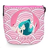 Umhängetasche für Kinder mit Namen Luana und schönem Motiv mit Meerjungfrau , rosa / pink | Schultertasche für Mädchen
